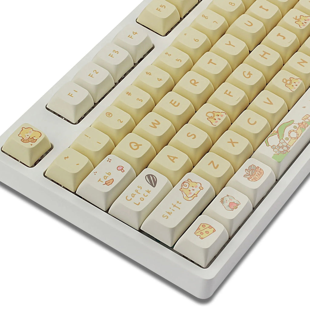 XDA profile mechanical keyboard keycaps in custard colours for 68 75 98 100 key layouts