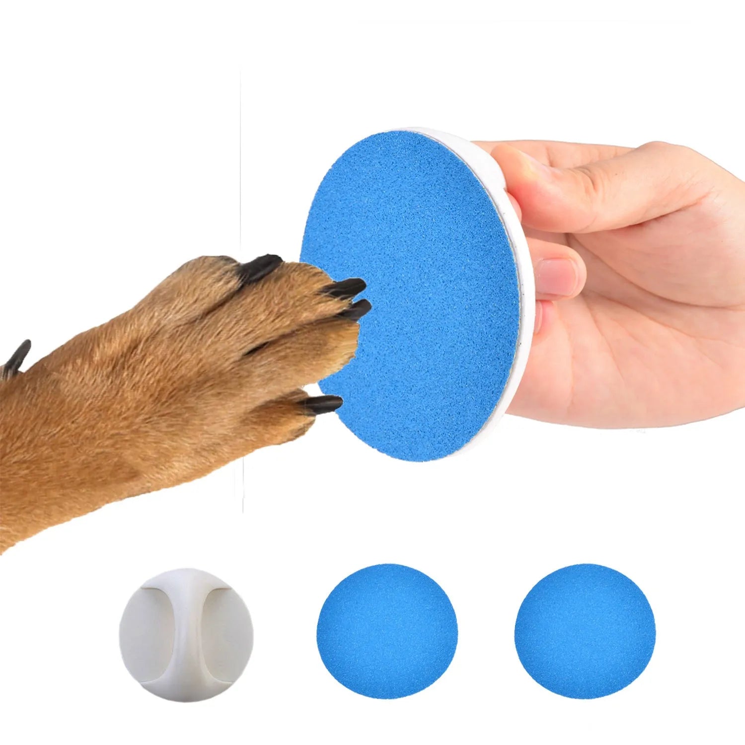 Upgraded dog nail file scratch board with ergonomic handle, shown in blue colour.
