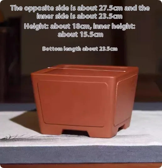 Square purple clay succulent bonsai pot in classical design for tabletop or floor plant display