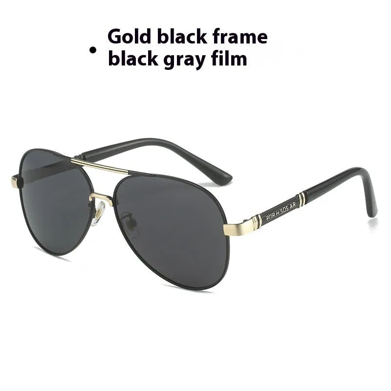 Men's polarised sunglasses with photosensitive colour changing lenses black frame and grey lenses