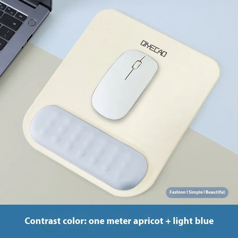 Ergonomic cloth silicone mouse pad with raised wrist support in mint green colour.