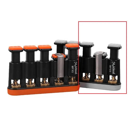 Grey and orange silicone climbing fingerboard trainer for hand strength development