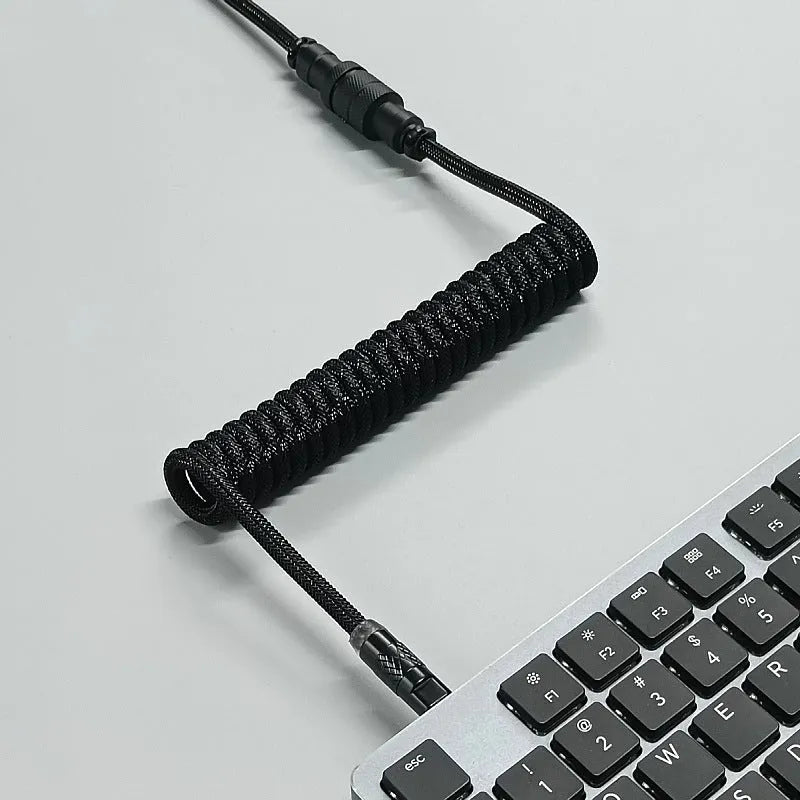 8K magnetic shaft keyboard cable super thick woven mesh aviation incense spring wire USB handmade six point zero mm