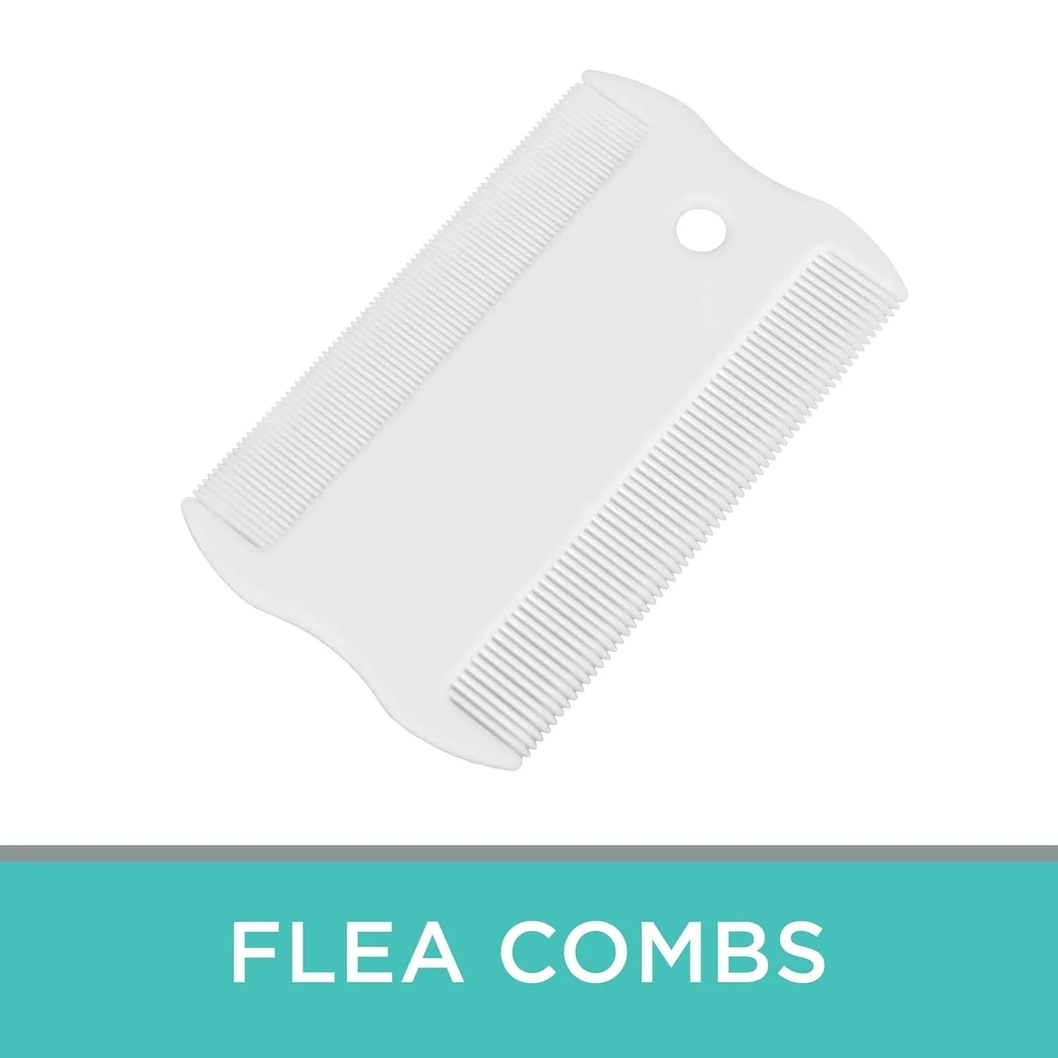 Double-sided plastic flea comb for pets with dense teeth and compact design