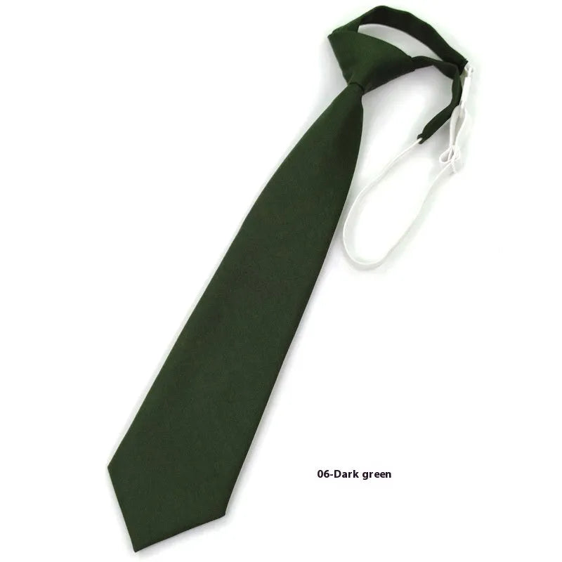 Solid navy blue men's cotton tie with arrow-type design on a white background.