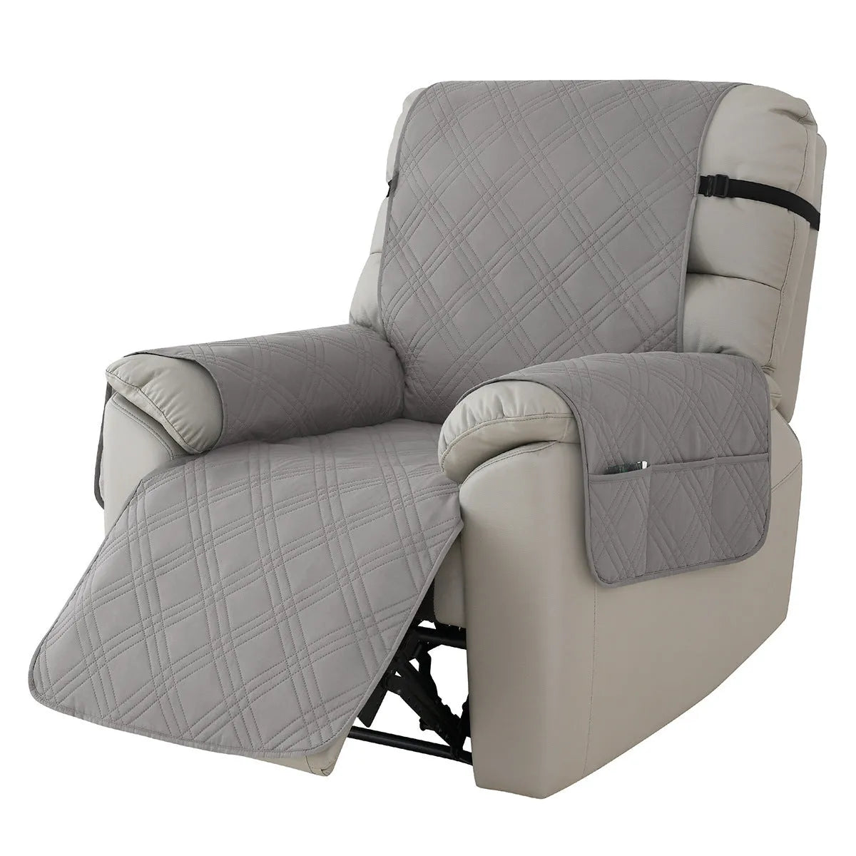 Quilted burgundy sofa cover on a Chivas massage chair