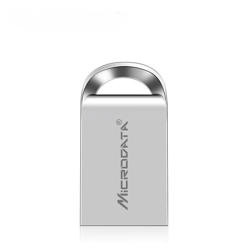Silver metal USB flash drive on a chain necklace for portable data storage