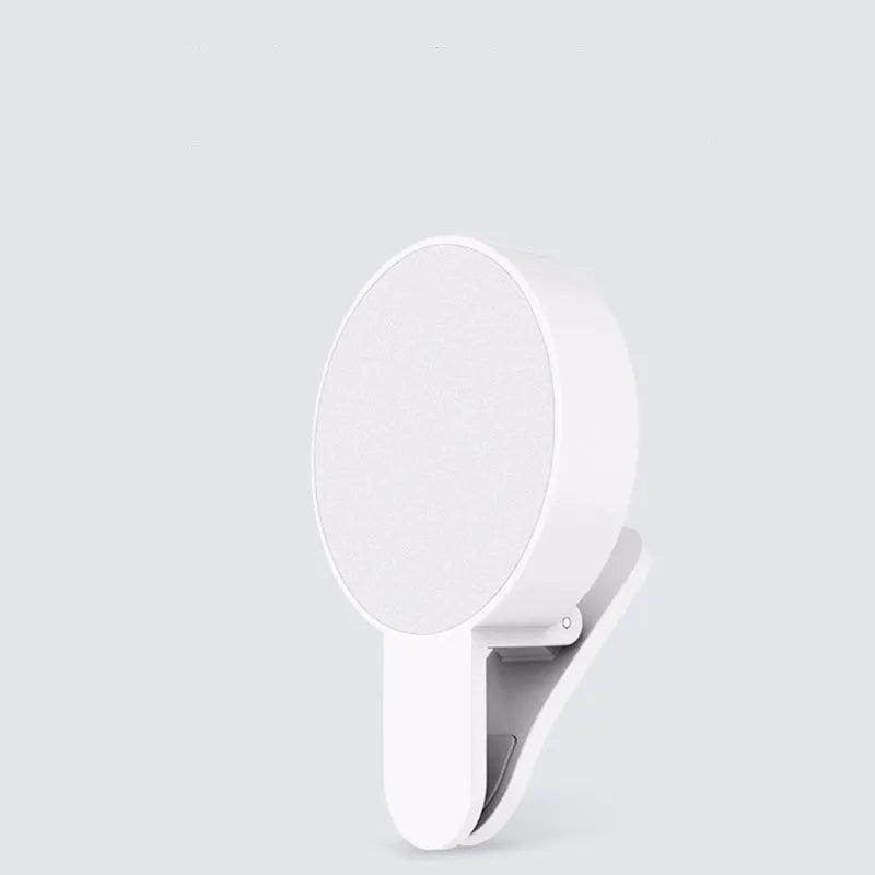 White selfie fill light with 9 LED beads and three-level dimming for mobile phone