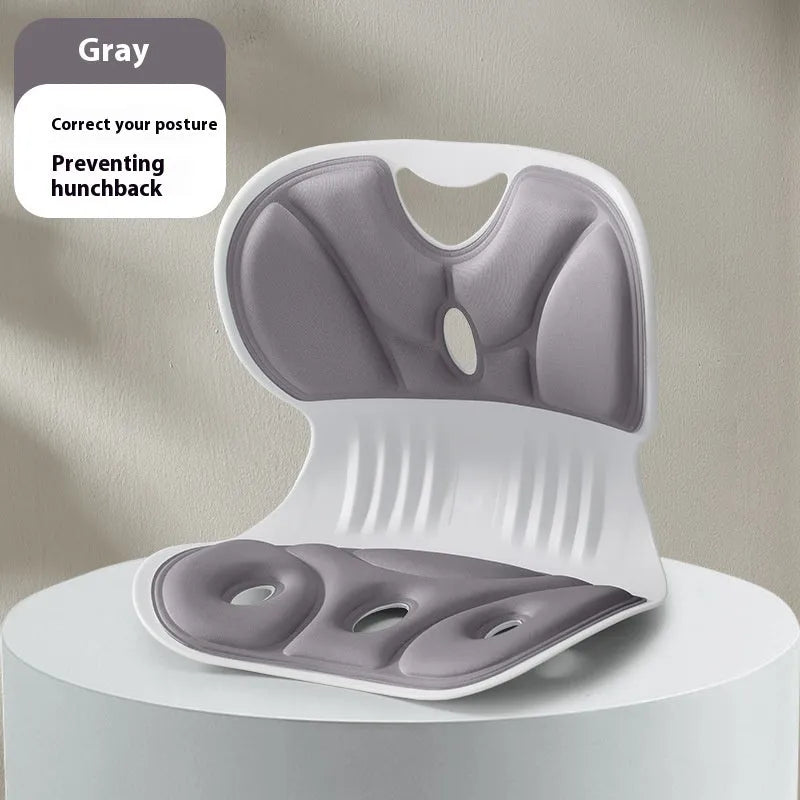 Memory foam lumbar support chair cushion with adjustable strap in gray colour