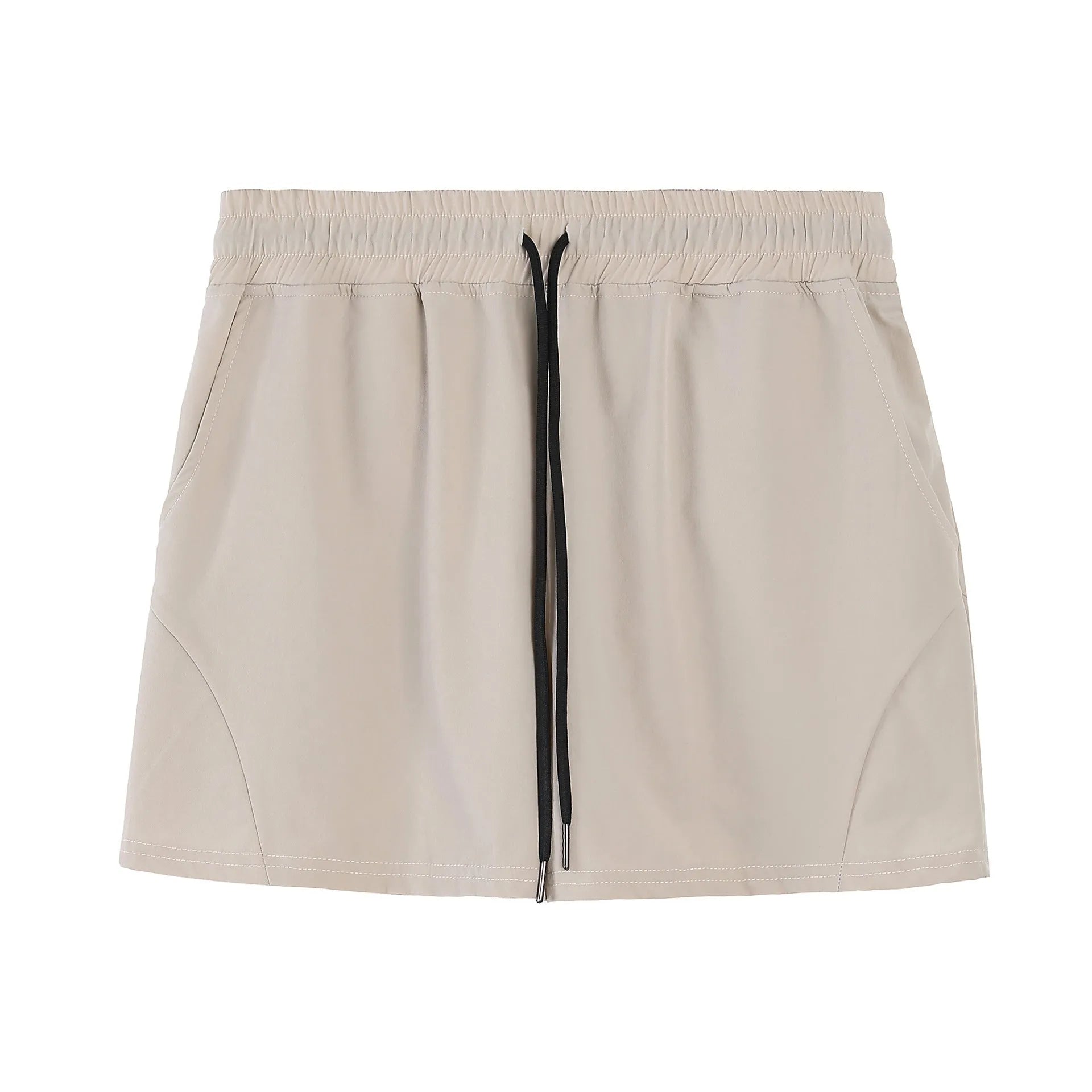 Men's lightweight polyester basketball shorts in grey, black, apricot, or green.
