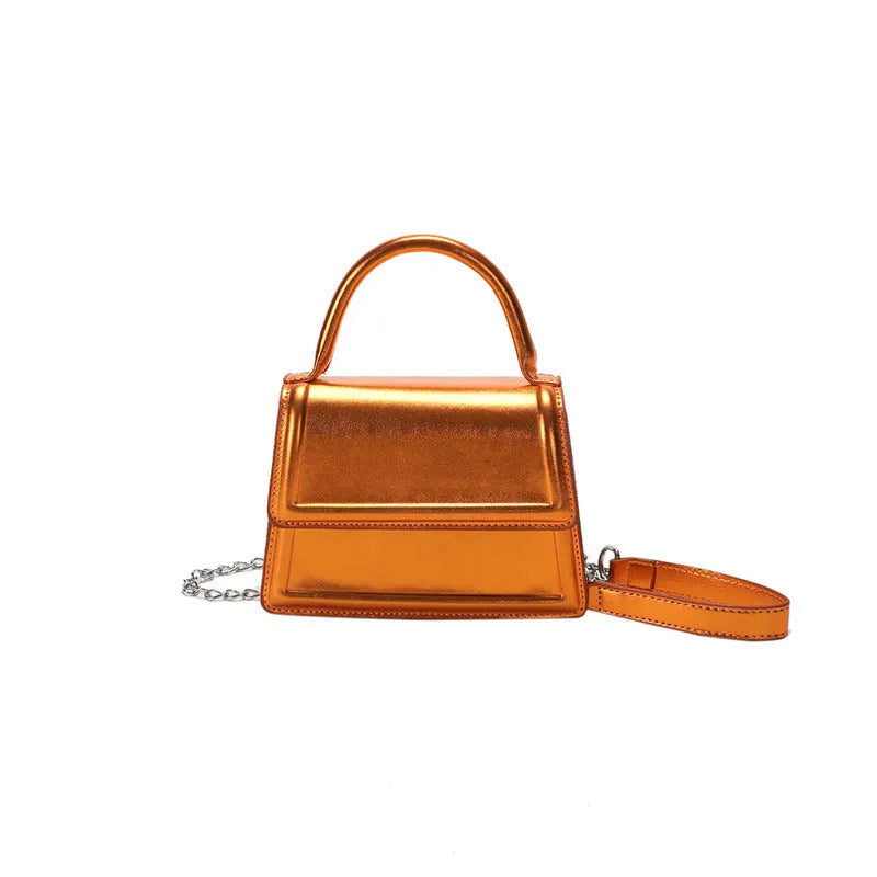 Retro PU leather crossbody shoulder bag in horizontal square shape showing sewing line details