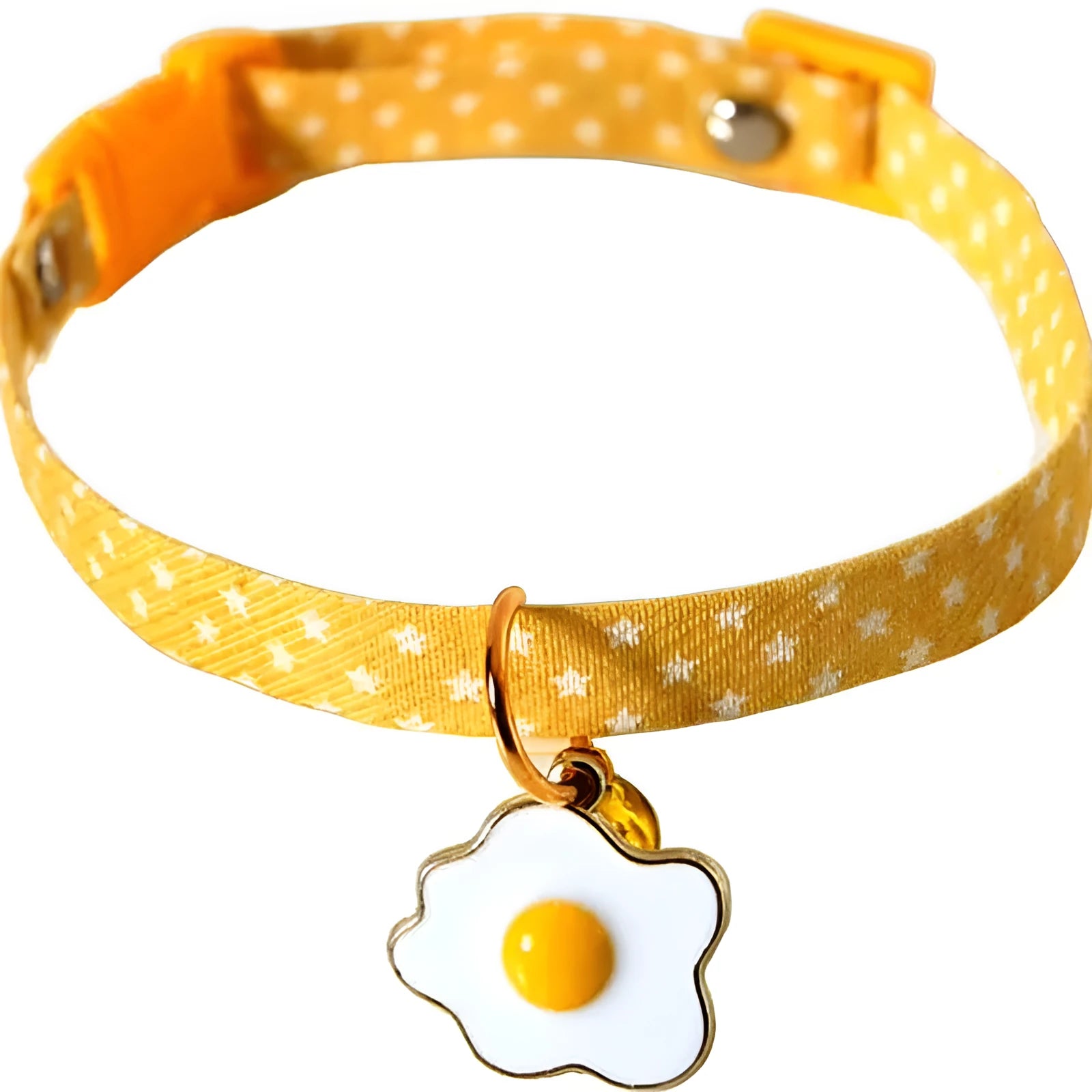 Adjustable cat collar with bell pendant and decorative bow tie in green, pink or yellow colours