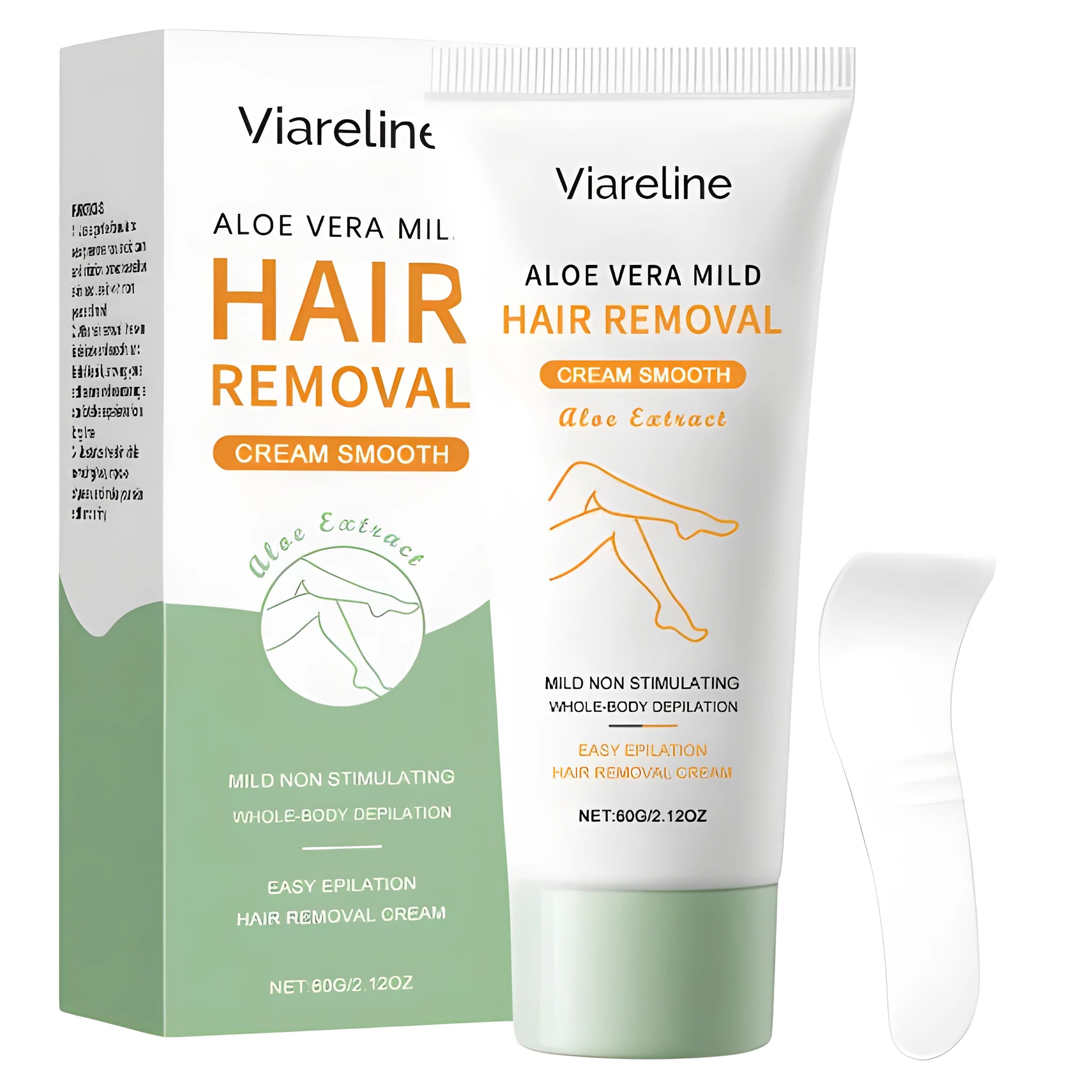 Aloe Vera moisturizing hair removal cream tube on white background