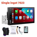 7-inch vehicle MP5 player with LED screen showing Carplay interface, wired and wireless smartphone connection option