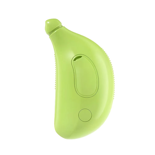Rechargeable cat steam brush with silicone bristles in green or yellow colour