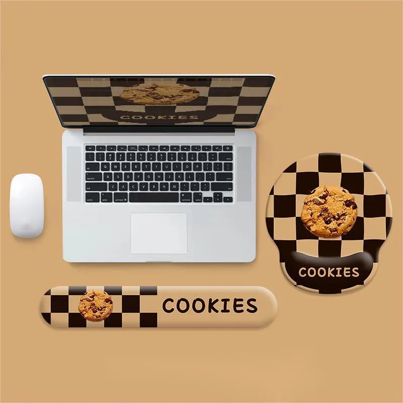 Cartoon cheese mouse pad with wrist strap on rubber base with milk silk fabric surface