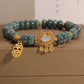 Natural green emerald jade bracelet with alloy safety lock and abacus beads pattern