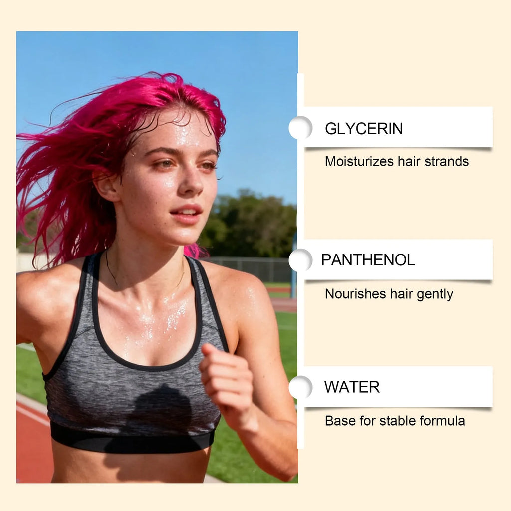 Red temporary hair spray in a 30ml can with water-based formula for party colour