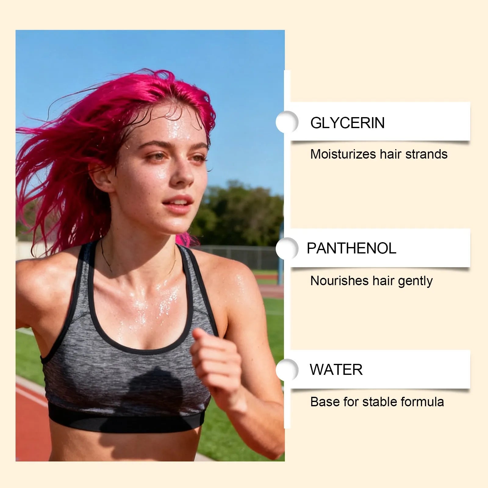 Red temporary hair spray in a 30ml can with water-based formula for party colour