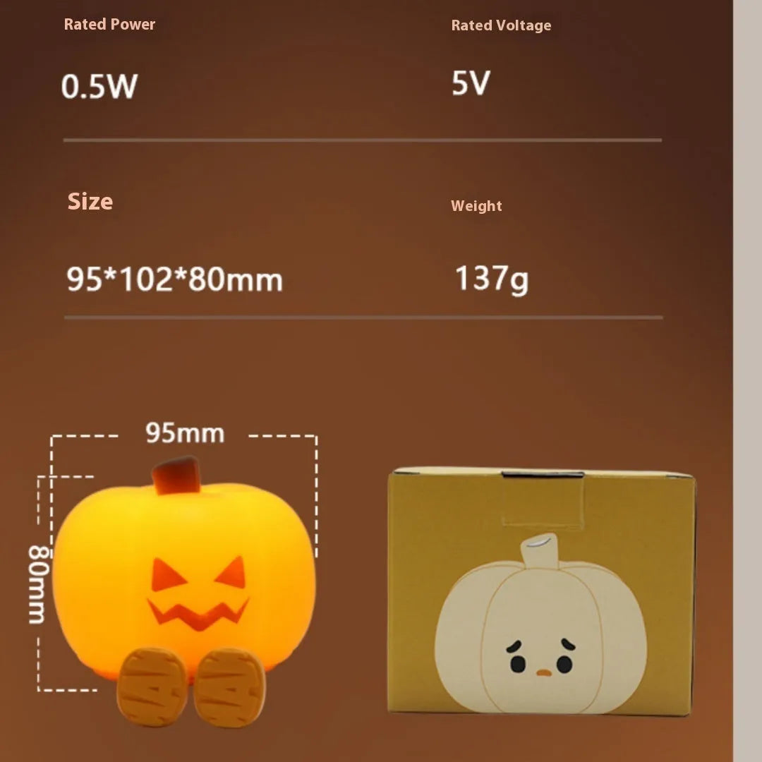 Geometric 3D Halloween pumpkin lamp with horror night light style and USB charging port