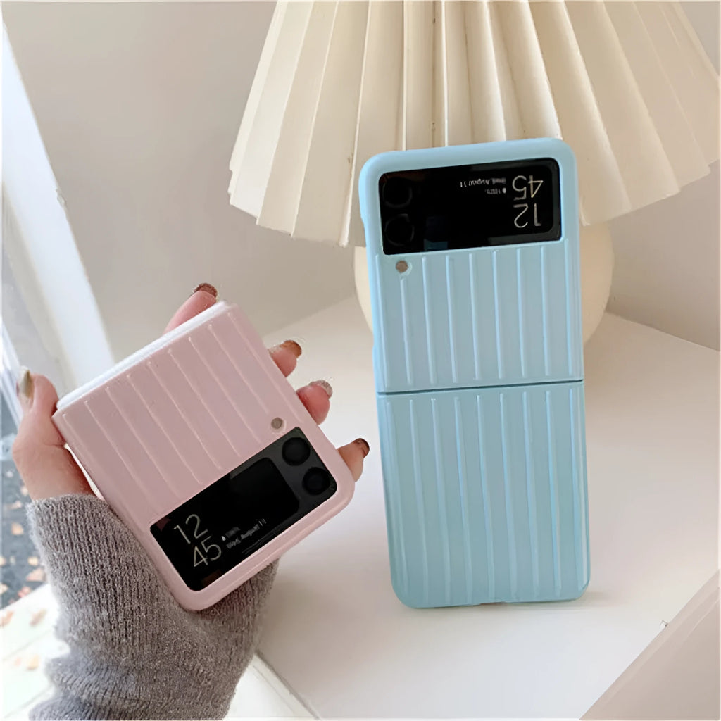 Samsung Z Flip3 ultra-thin flip phone case in seven colour options showing folding screen protection