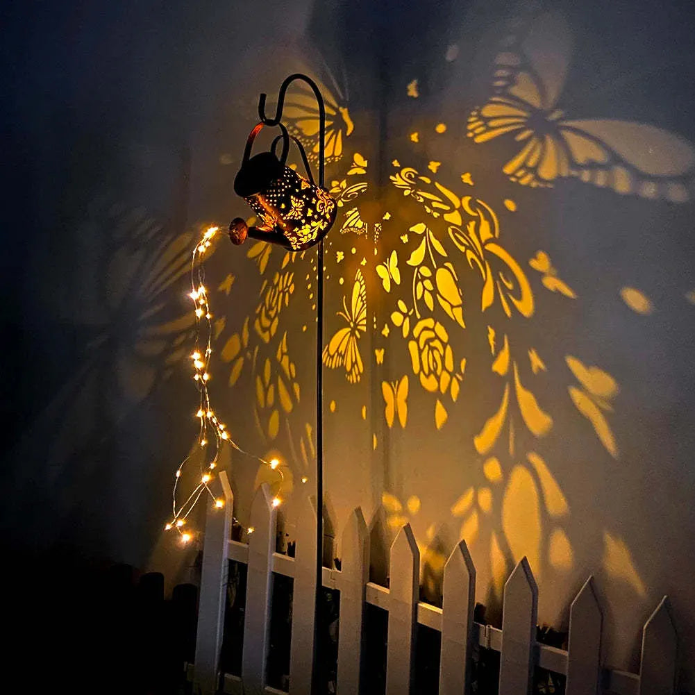 Butterfly pattern solar garden lamp with iron construction for outdoor lighting