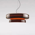 Modern glass chandelier with minimalist design in 36cm dimensions showing light colour options