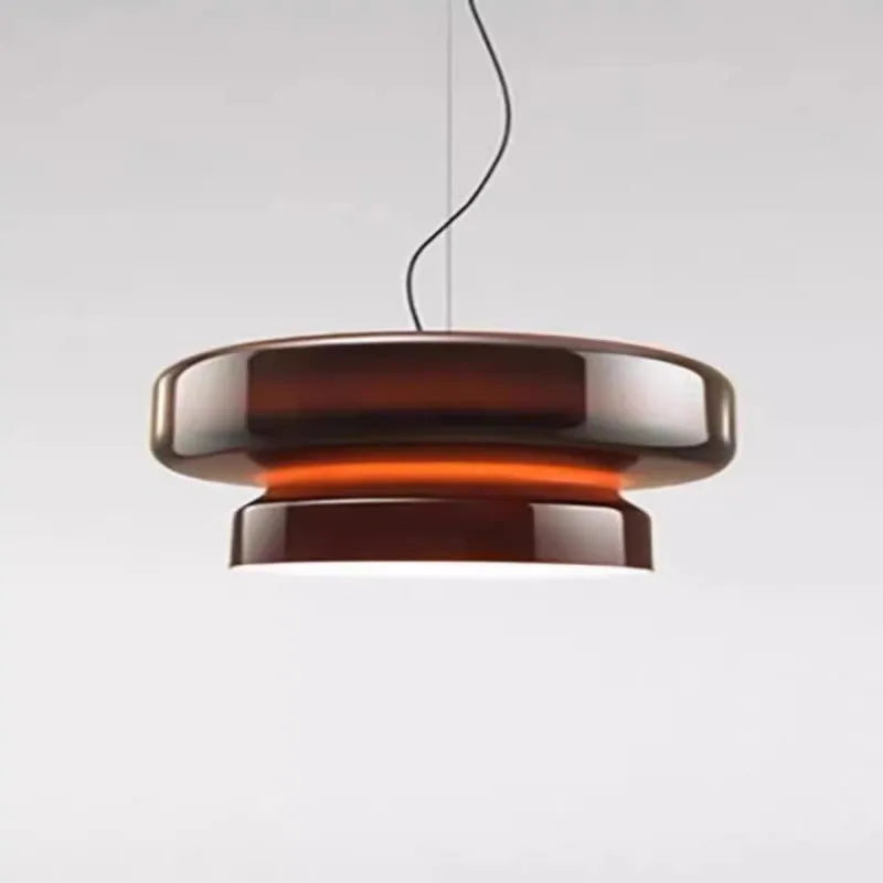 Modern glass chandelier with minimalist design in 36cm dimensions showing light colour options