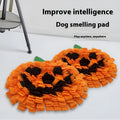 Orange pumpkin-shaped pet smell mat with woollen padding for dog slow feeding training