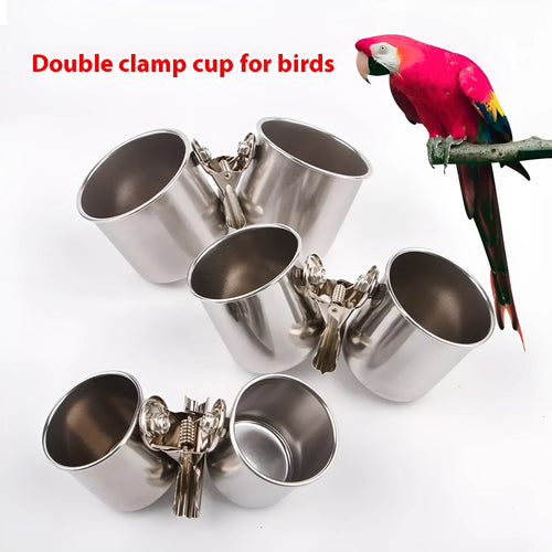 Stainless steel birdcage food container outdoor feeder in natural metal colour