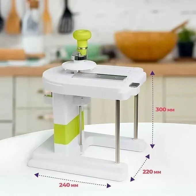 Beige kitchen vegetable slicer grater with stainless steel blades for spiralising and shredding