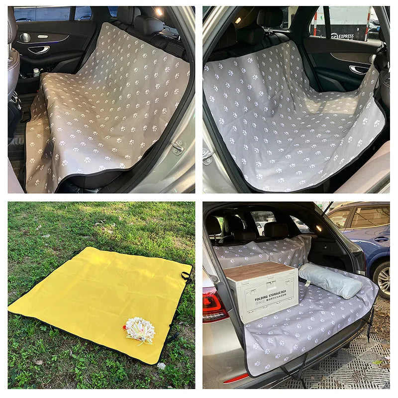 Water resistant cloth car pet mat for rear seat protection with dog footprint design