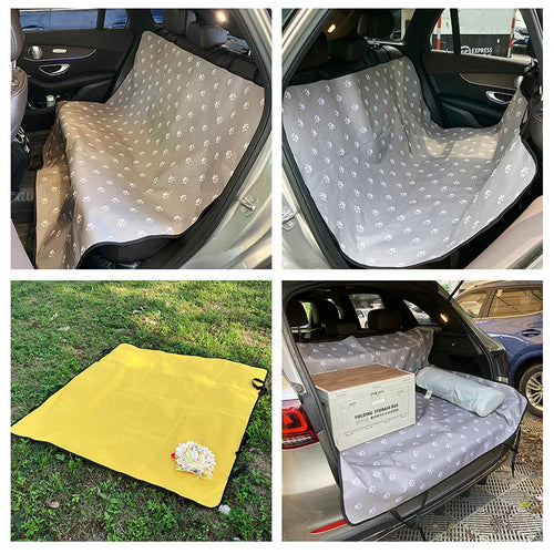 Water resistant cloth car pet mat for rear seat protection with dog footprint design