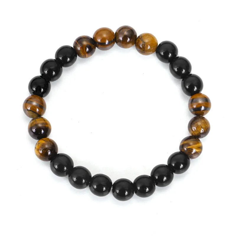 Tiger eye stone drop pendant tassel necklace chain with ball bead construction