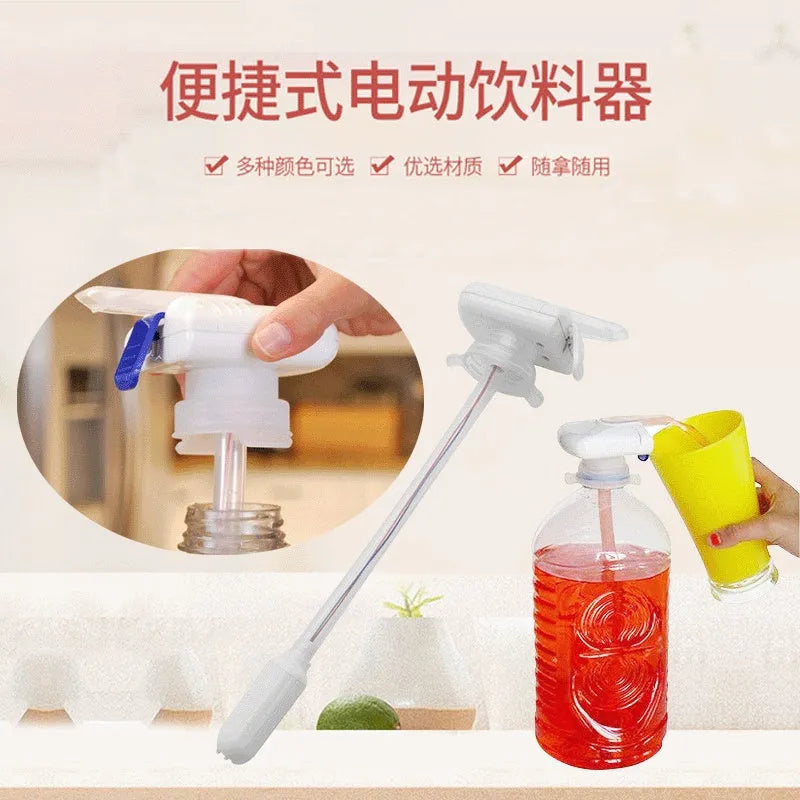 Electric beverage pumping device with PP silicone straws and blue pressure handle for milk and juice dispensing