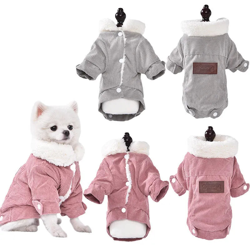 Lambswool grey dog vest with wool lining for autumn and winter wear