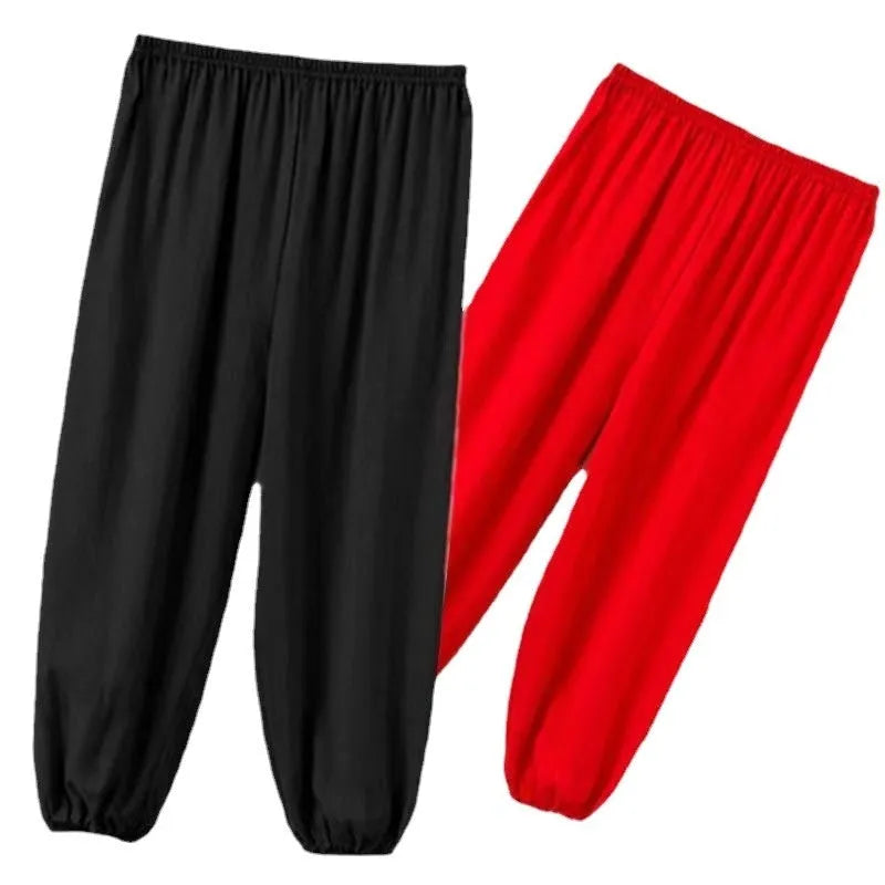 Children's black high elasticity Lycra practice pants for Sanda martial arts training