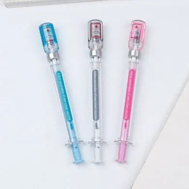 Creative vaccine design gel pen with black 0.5mm refill and plastic barrel