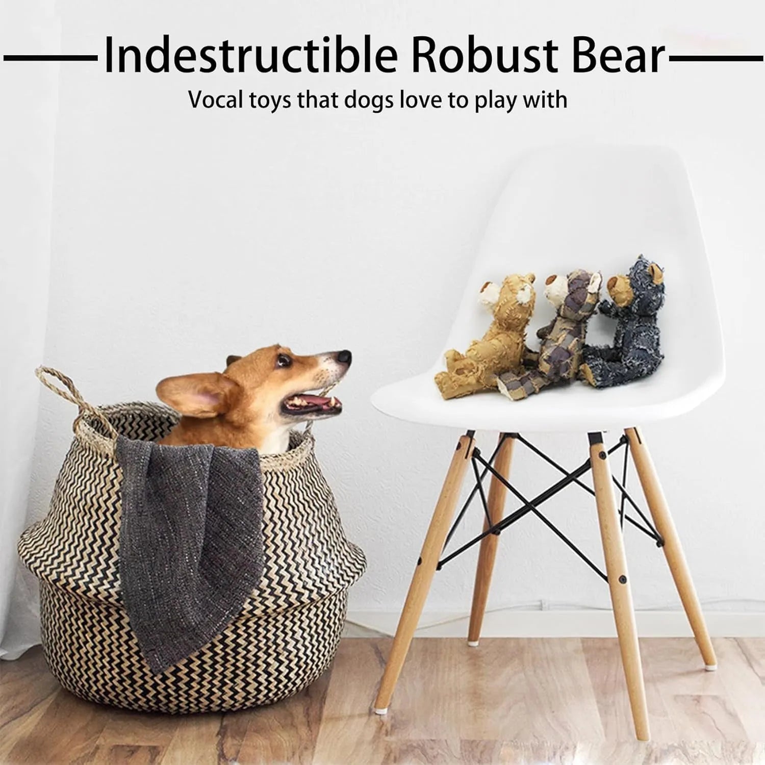 Indestructible Robust Bear squeaky dog toy in dark purple for heavy chewers