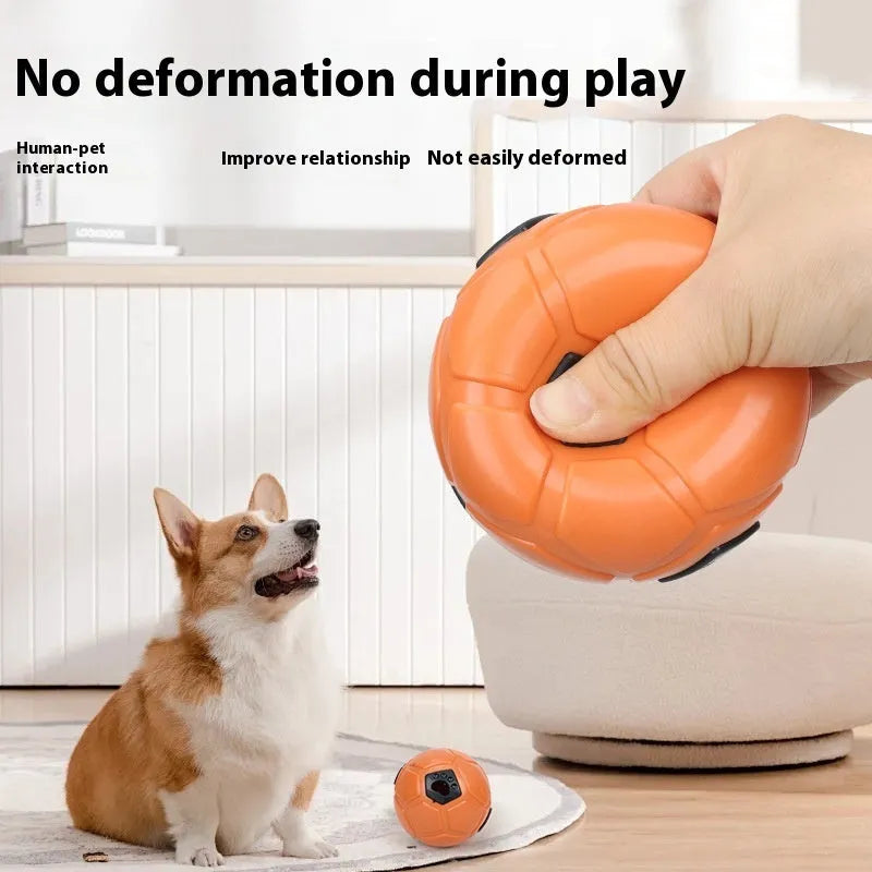 Orange and white TPR dog chew balls showing hollow and teeth cleaning stick styles
