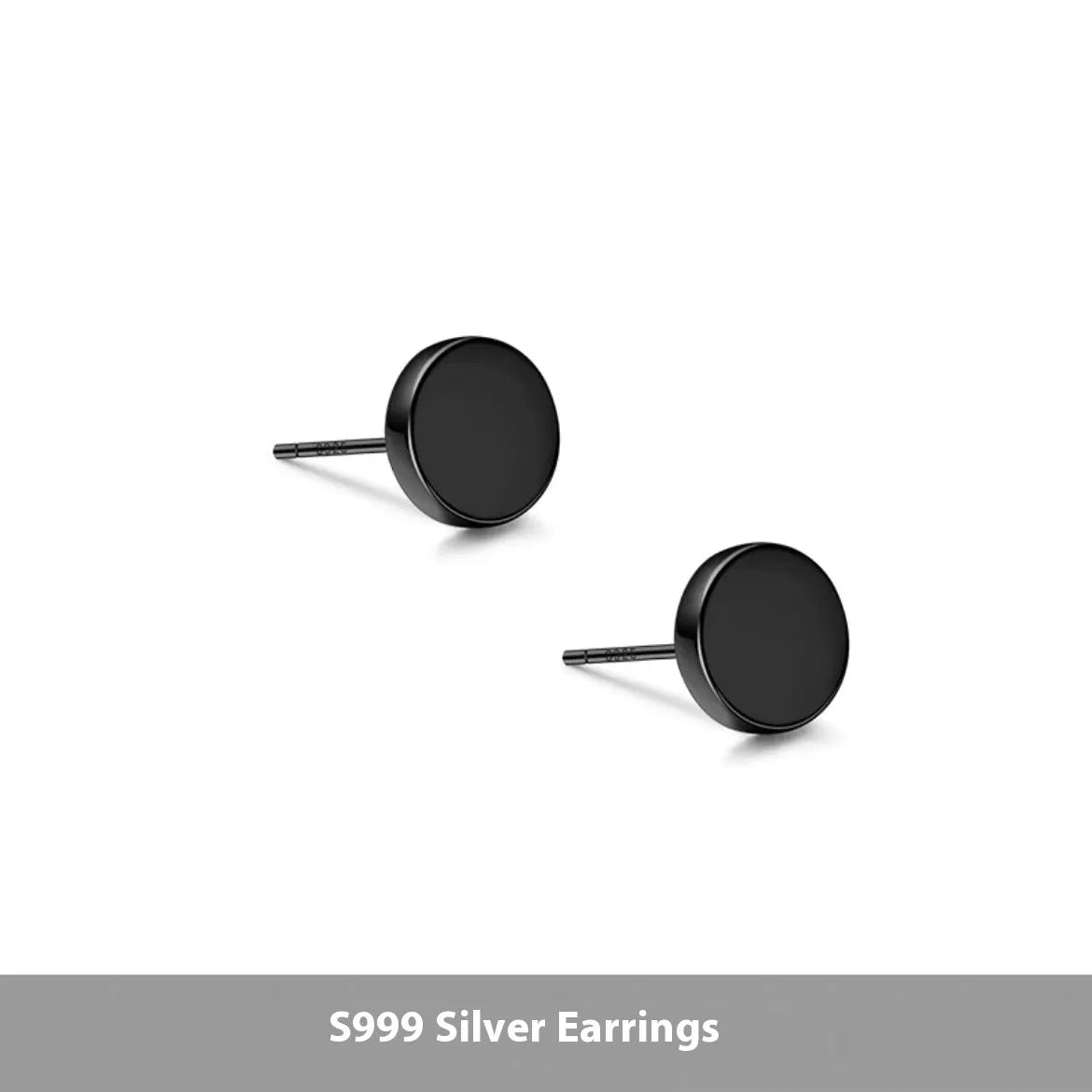 S999 sterling silver flat ear bone stud earrings in silver and black electroplated finishes