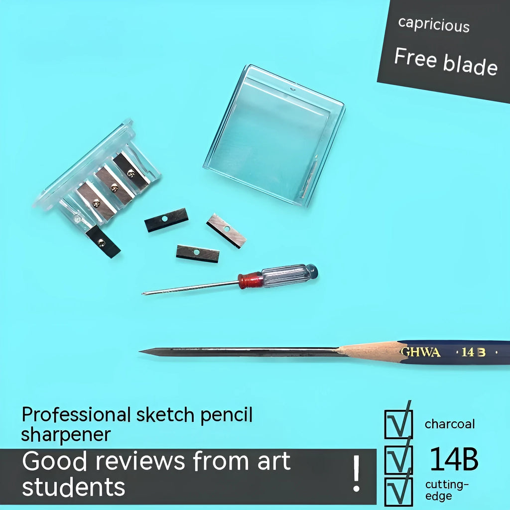 Four holes pencil sharpener bulk pack with geometric plastic design and screwdriver
