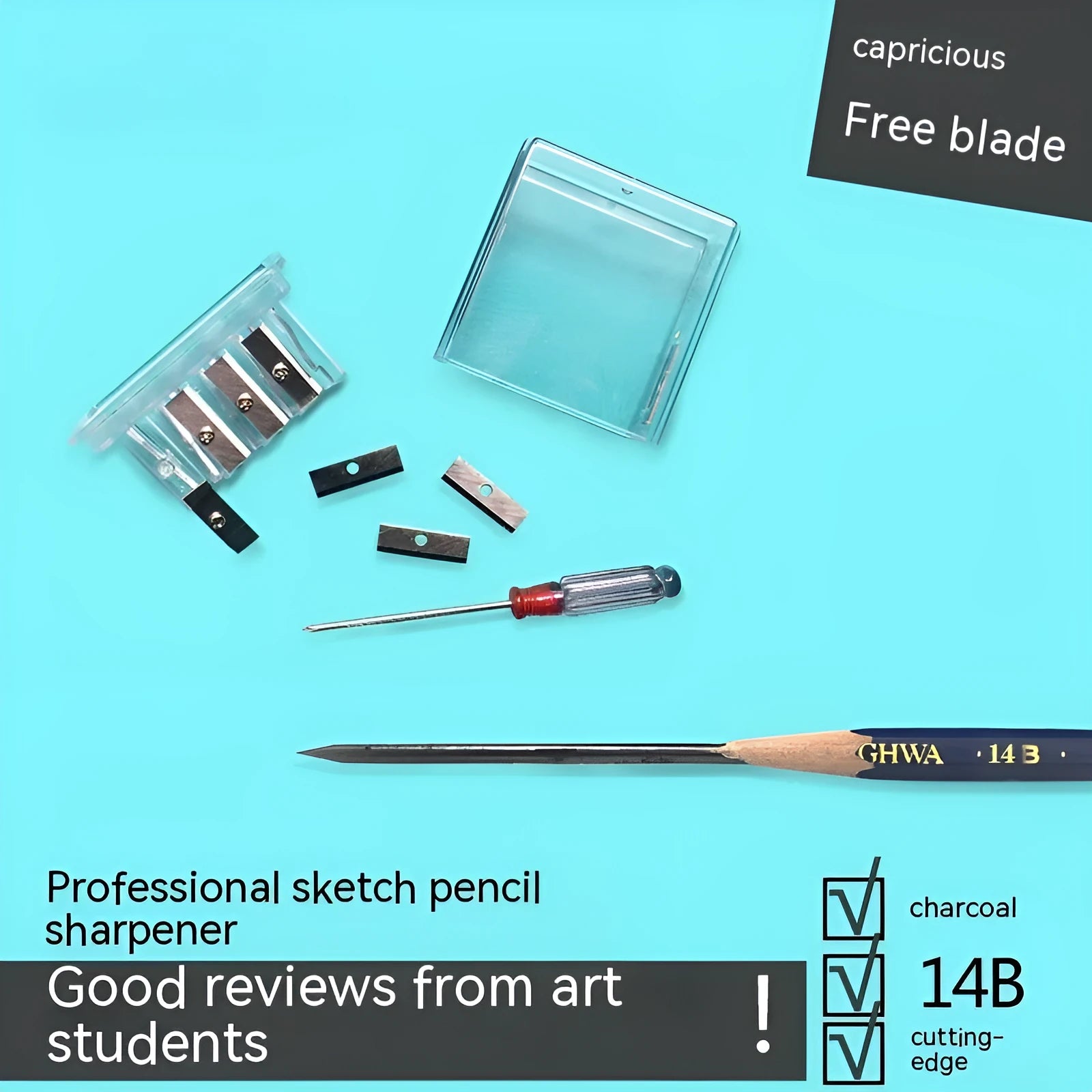 Four holes pencil sharpener bulk pack with geometric plastic design and screwdriver