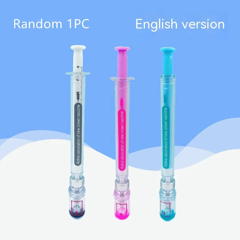Creative vaccine design gel pen with black 0.5mm refill and plastic barrel