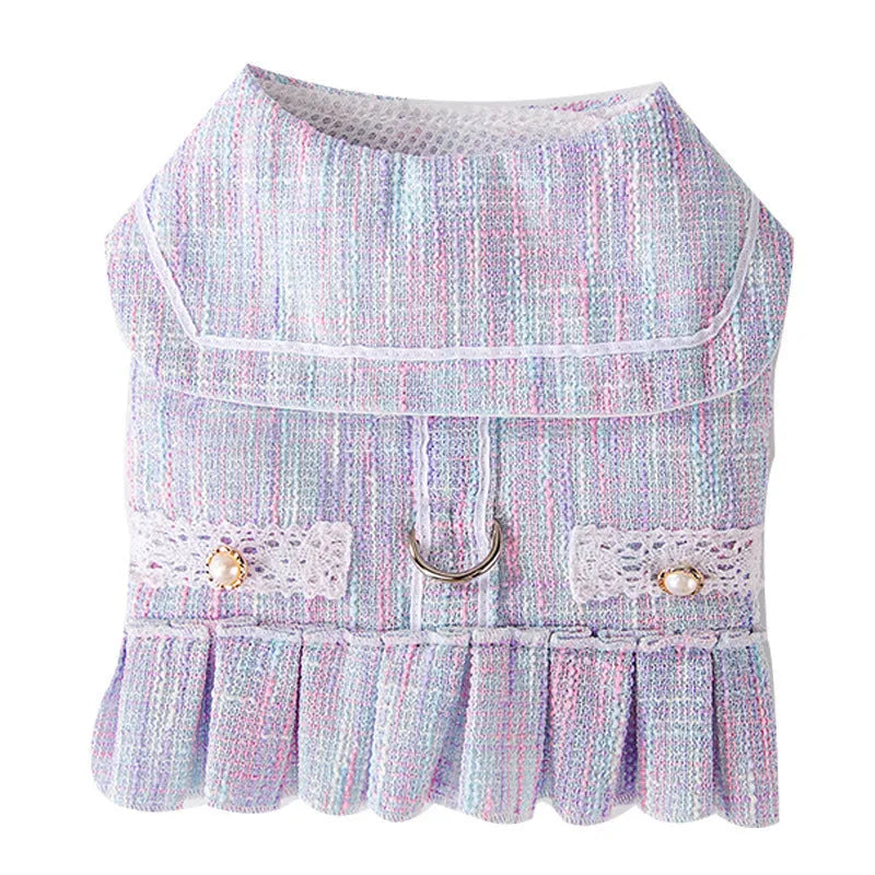 Salem purple and pink polyester pet clothing for small dogs and cats in sizes S, M, L, XL.