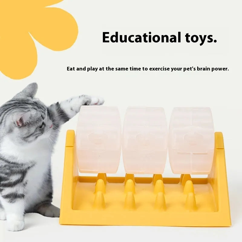 Yellow slow food trainer for dogs and cats made from PP plastic
