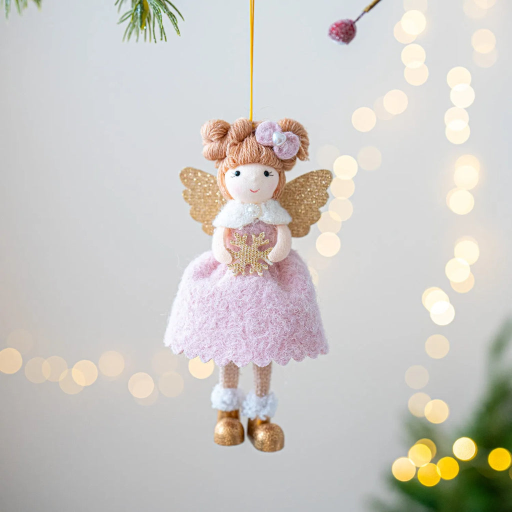 Cloth angel wings plush pendant Christmas decoration in pink or white colour