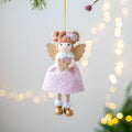 Cloth angel wings plush pendant Christmas decoration in pink or white colour
