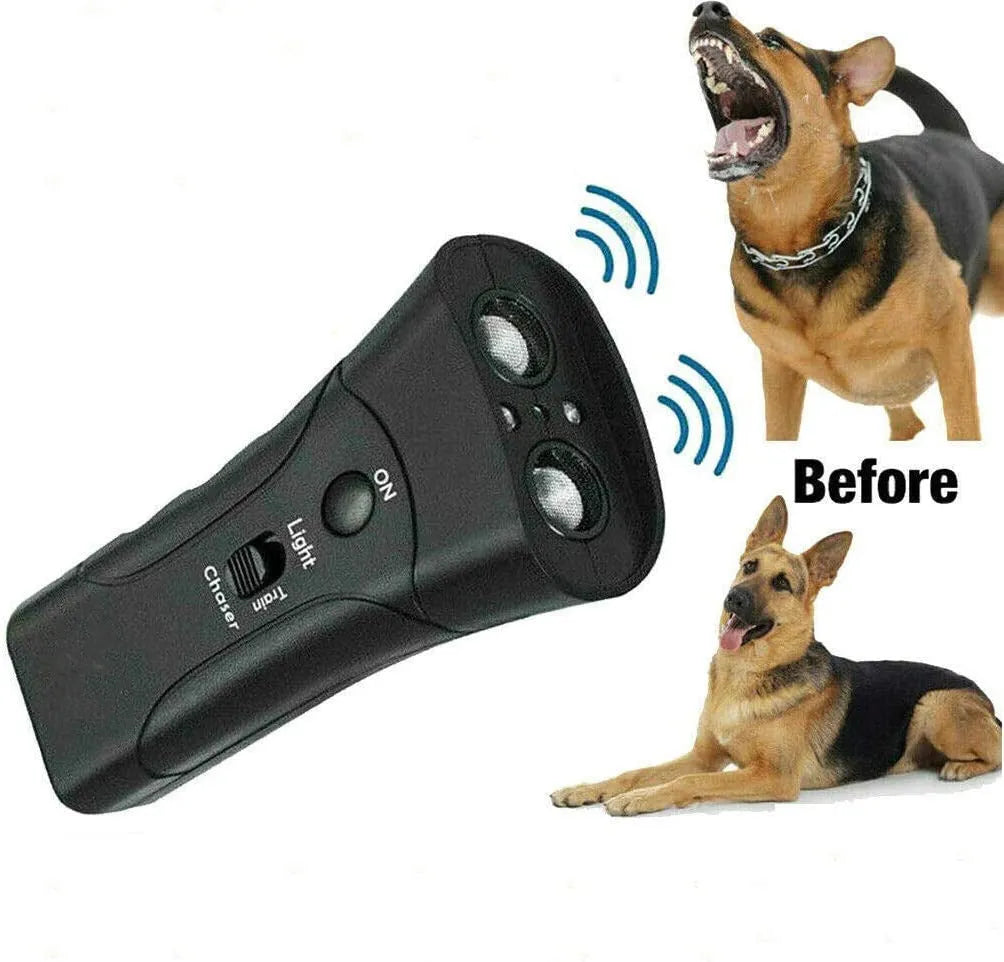 Ultrasonic dog repeller 3 in 1 training device with flashlight and ABS body