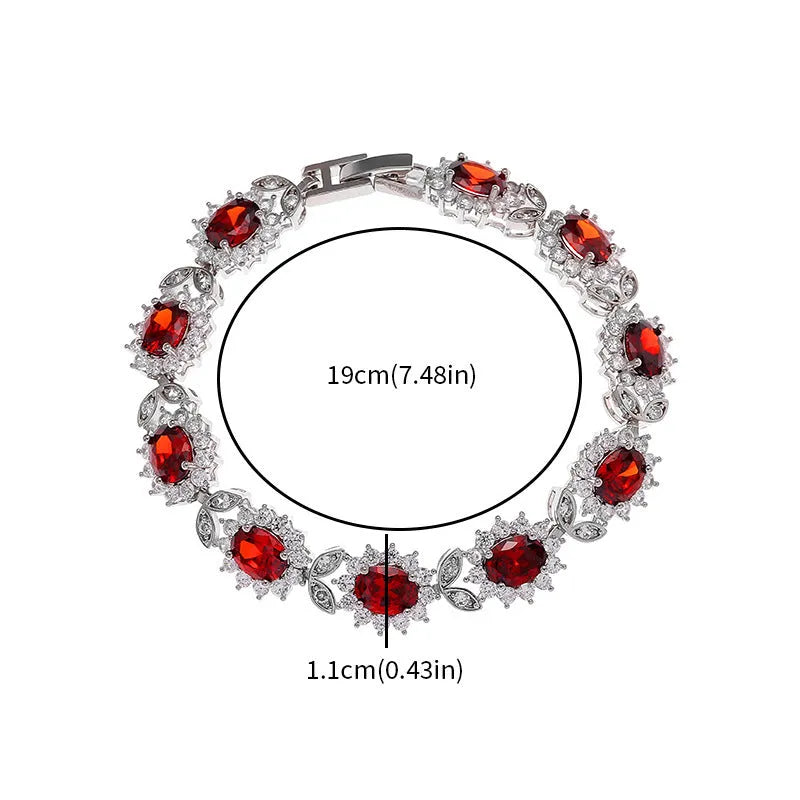 Simple inlaid zircon bracelet for women in environmentally friendly alloy, showing one of nine colour options.
